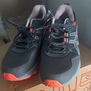 Asics Black and Red Athletic Shoes